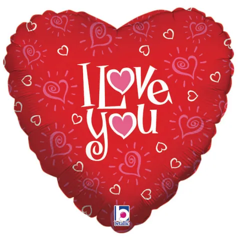 Serce z nadrukiem I Love You balon foliowy 18"