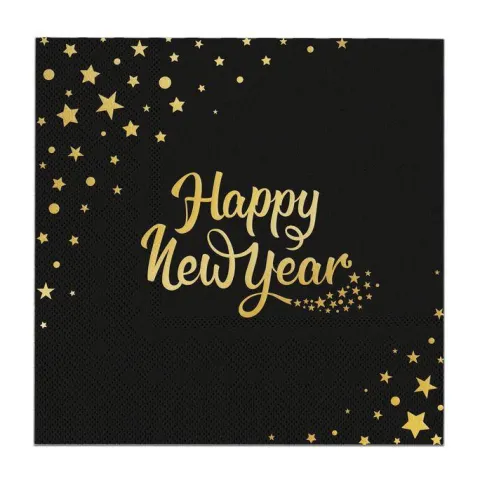 Serwetki Happy New Year Sylwester 33x33 cm 10 szt.
