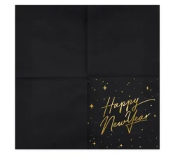 Serwetki na Sylwestra Happy New Year CZARNE 33 x 33 cm 20szt