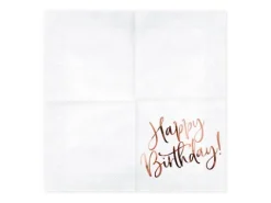 Serwetki papierowe Happy Birthday Złoty róż 33 x 33 cm 20 szt.