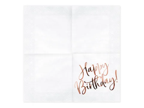 Serwetki papierowe Happy Birthday Złoty róż 33 x 33 cm 20 szt.