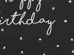 Serwetki papierowe Happy Birthday Czarne 33 x 33 cm 20 szt.