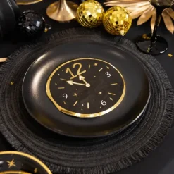 Serwetki papierowe czarne Happy New Year Zegar na Sylwestra 10szt.