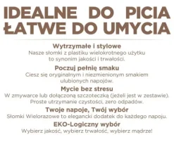 S艂omki rurki do picia wielorazowe 200 szt. czarne
