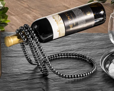 Stojak na wino SZNUR PEREŁ - CZARNY