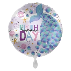 Syrenka Happy Birthday balon foliowy okrągły 18 cali