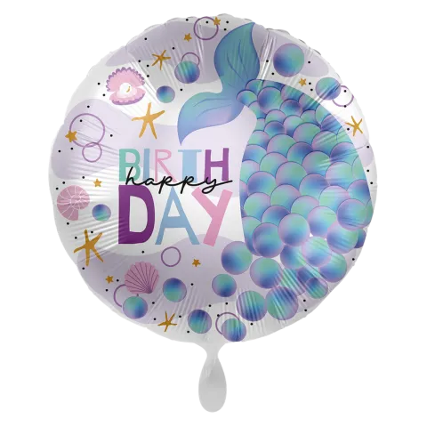 Syrenka Happy Birthday balon foliowy okrągły 18 cali