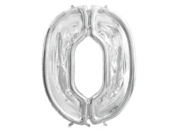 Szablon forma foliowa do balonów cyfra 0 srebrna, 126 cm