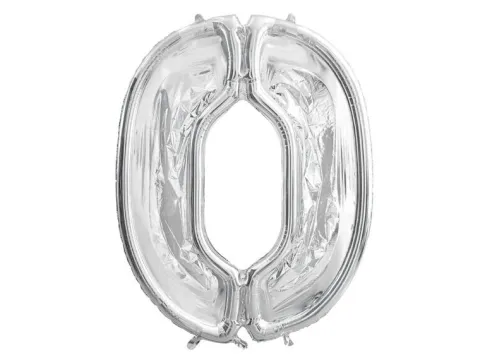 Szablon forma foliowa do balonów cyfra 0 srebrna, 126 cm