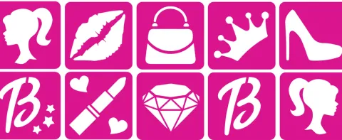 Szablony do tatuaży brokatowych ZESTAW 10 szt. mix (jak Barbie)