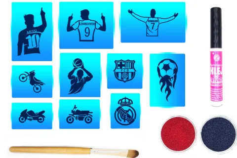 Szablony do tatuaży brokatowych zestaw startowy - Sportowe