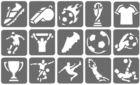 Szablony do tatuaży brokatowych ZESTAW 15 szt. mix Football