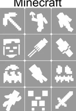 Szablony do tatuaży brokatowych Zestaw Minecraft 12 szt.