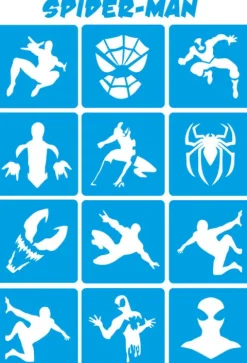 Szablony do tatuaży brokatowych Zestaw Spider-Man 12 szt.