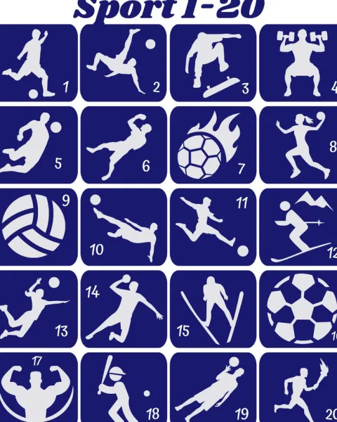 Szablony do tatuaży brokatowych tematyczne 20 szt. Sport