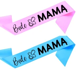 Szarfa satynowa dla przyszłej mamy - BĘDĘ MAMĄ boy girl