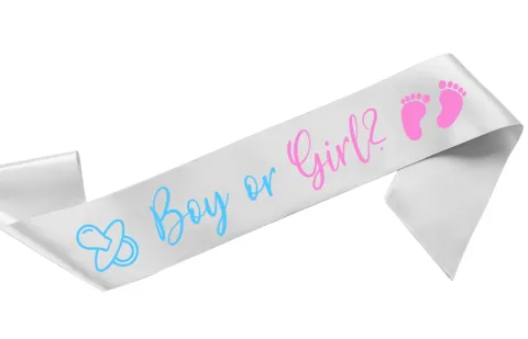 Szarfa satynowa na Baby Shower - Boy or Girl