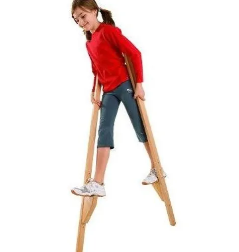 Szczudła drewniane cyrkowe duże pastelowe LIMONKOWE 170 cm dla dzieci i dorosłych