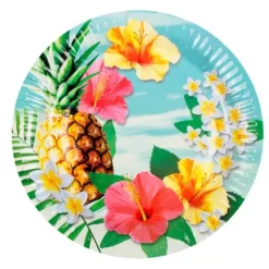 Talerze papierowe wzór kwiaty hawajskie Paradise 10 szt. 23 cm