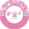 Talerzyk Baby Shower Dziewczynka papierowy okrągły 17,7cm 8 szt