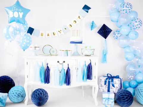 Talerzyki jednokolorowe papierowe złoto-niebieskie 18 cm 6 szt.