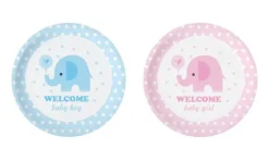 Talerzyki na BABY SHOWER 18 cm SŁONIK
