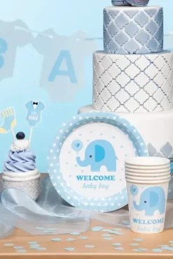 Talerzyki na BABY SHOWER 18 cm SŁONIK