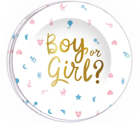 Talerzyki papierowe Boy or Girl BABY BHOWER 23 cm 6 szt.