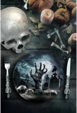 Talerzyki papierowe Cmentarz HALLOWEEN 23 cm 6 szt.