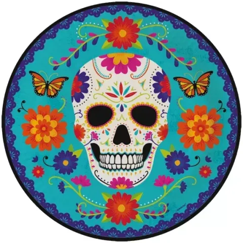 Talerzyki papierowe Dia de los Muertos skull meksykańskie 23 cm 8 szt.