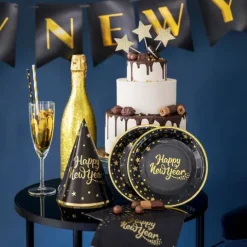 Talerzyki papierowe Happy New Year Sylwester 18 cm 6 szt.