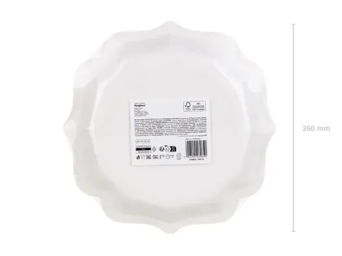 Talerzyki papierowe białe z ornamentem 26 cm 6 szt.