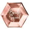 Talerzyki papierowe Bride Squad złoty róż 23cm 6 szt.