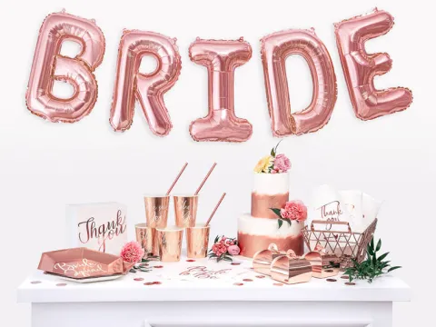 Talerzyki papierowe Bride Squad złoty róż 23cm 6 szt.