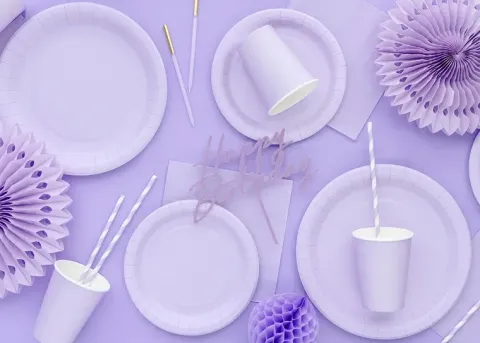 Talerzyki papierowe lawendowe 23 cm, 6 szt. PartyDeco