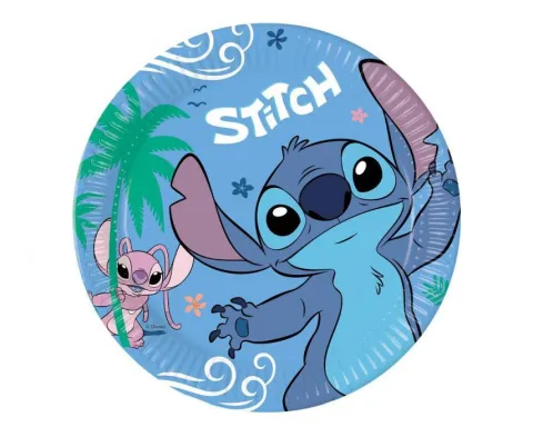 Talerzyki papierowe okrągłe Stitch 23cm 8 szt.