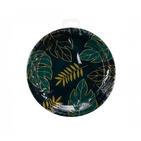 Talerzyki papierowe SAFARI liście Monstera 22,6cm 8 szt.