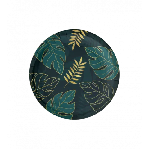 Talerzyki papierowe SAFARI liście Monstera 22,6cm 8 szt.