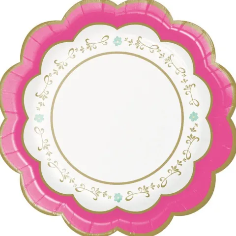 Talerzyki papierowe Tea Party Kwiatki mix 18 cm 8 szt.