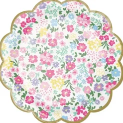 Talerzyki papierowe Tea Party Kwiatki mix 18 cm 8 szt.