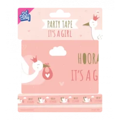 Taśma dekoracyjna Baby Shower, różowa dziewczynka 12 metrów