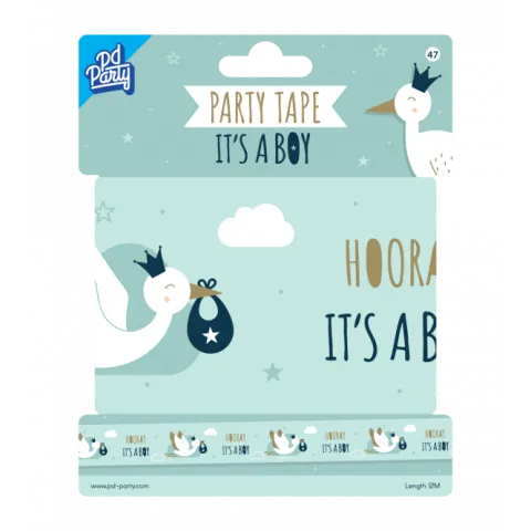 Taśma dekoracyjna Baby Shower, niebieska chłopiec 12 metrów