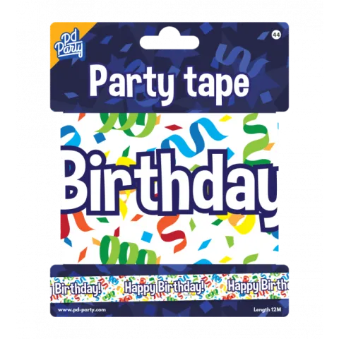 Taśma dekoracyjna Happy Birthday urodziny, kolorowa 12 metrów