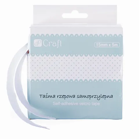 Taśma rzepowa samoprzylepna biała 15mmx5m