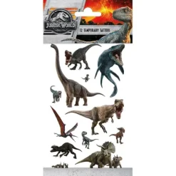 Tatuaże zmywalne wodne Dinozaury Jurassic World 12 szt.