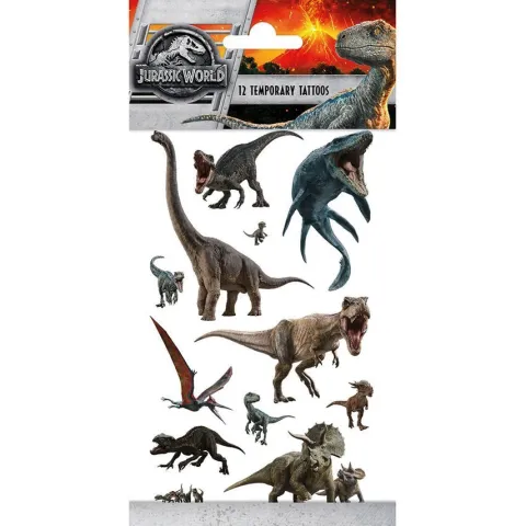 Tatuaże zmywalne wodne Dinozaury Jurassic World 12 szt.