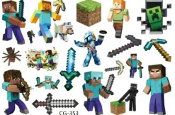 Tatuaże zmywalne wodne Minecraft Pixel mix wzorów