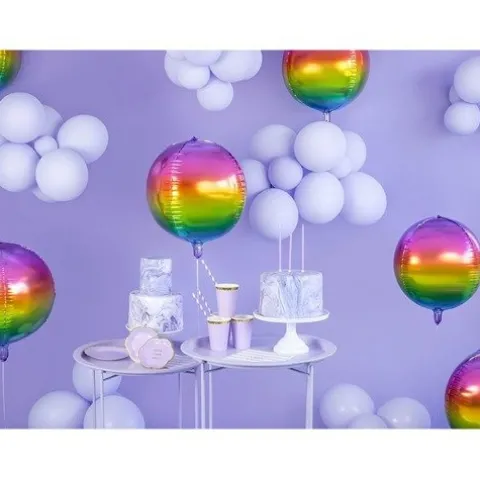 Tęczowy metaliczny kula ORBZ balon foliowy 40cm
