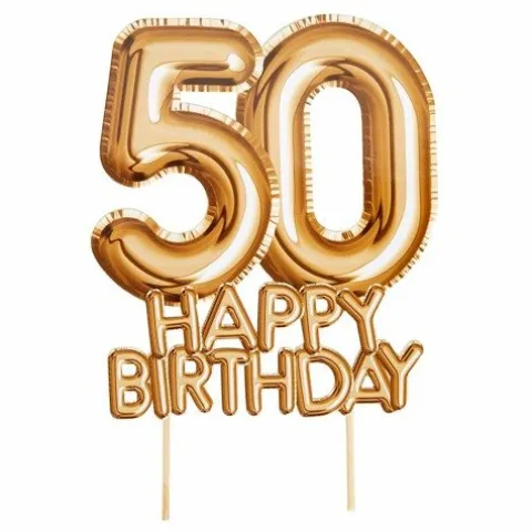 Topper 50 Happy Birthday napis dekoracja na tort