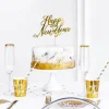 Topper dekoracyjny na tort Happy New Year Sylwester złoty